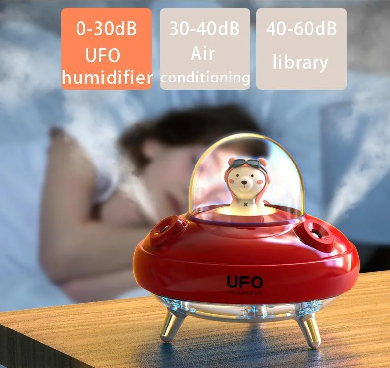 Wholesale Car Travel Home Office Cute USB Rechargeable Mini LED Light UFO Double Spray Warm Mist Humidifier