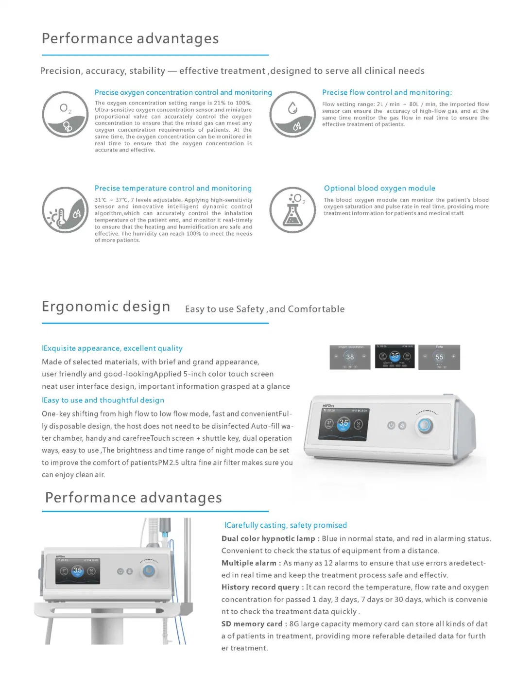 Mt Medical Hf7 Cost-Effective High Flow Heated Respiratory Humidifiers for Hospital Use Patient Body Oxygen Saturation