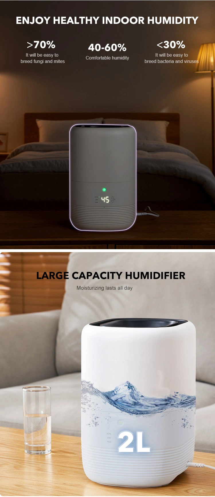 Desktop Smart 2L Humidificador De Aire Evaporative Room Humidifier