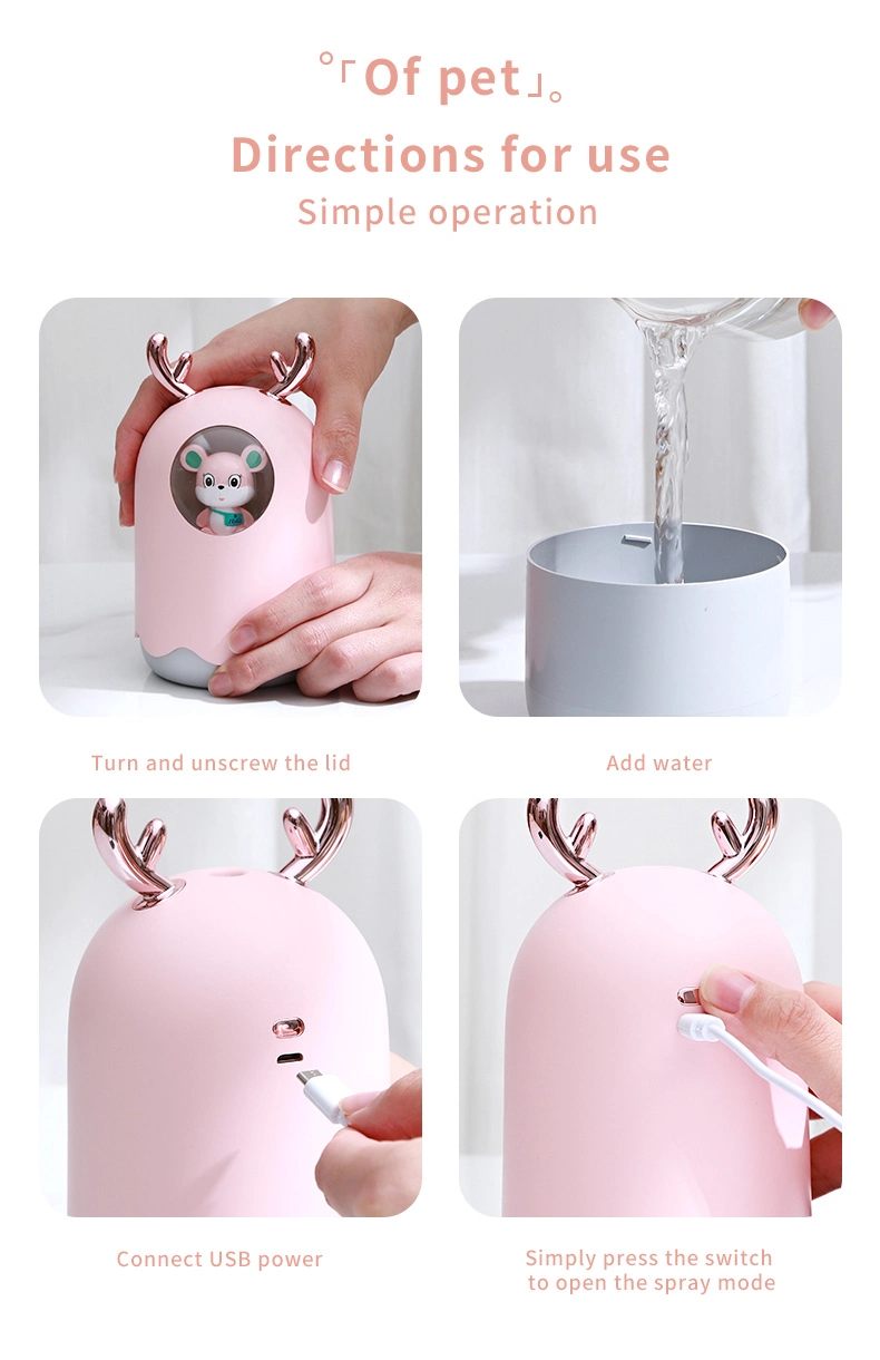 in Stock H2O USB Light Portable 300ml Air Cute Animal Design Humidifier