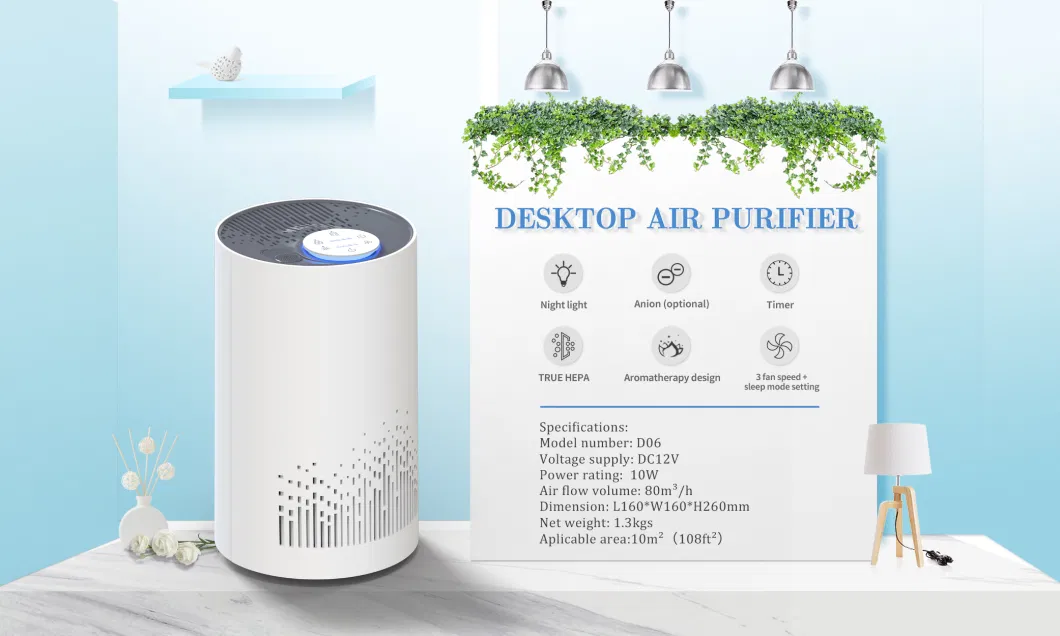 Customized RoHS Approved Conditioner Humidifier with Pm Sensor HEPA Air Purifier Night Light