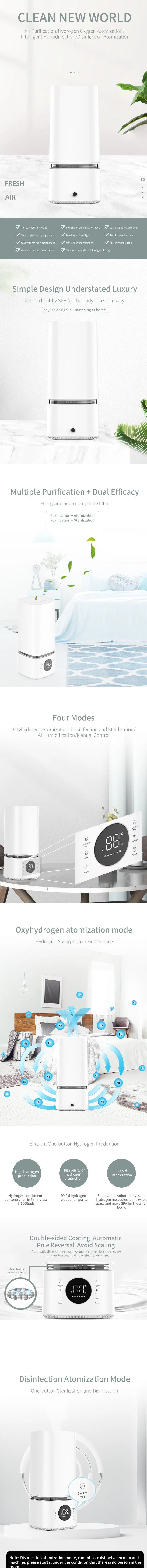 Air Humidifier for Hotel Home Use, Air Sterilizer with Oxyhydrogen Atomization