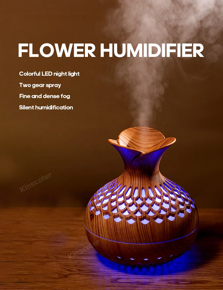 7 Color LED Night Light USB Wood Grain Ultrasonic Humidifier for Home