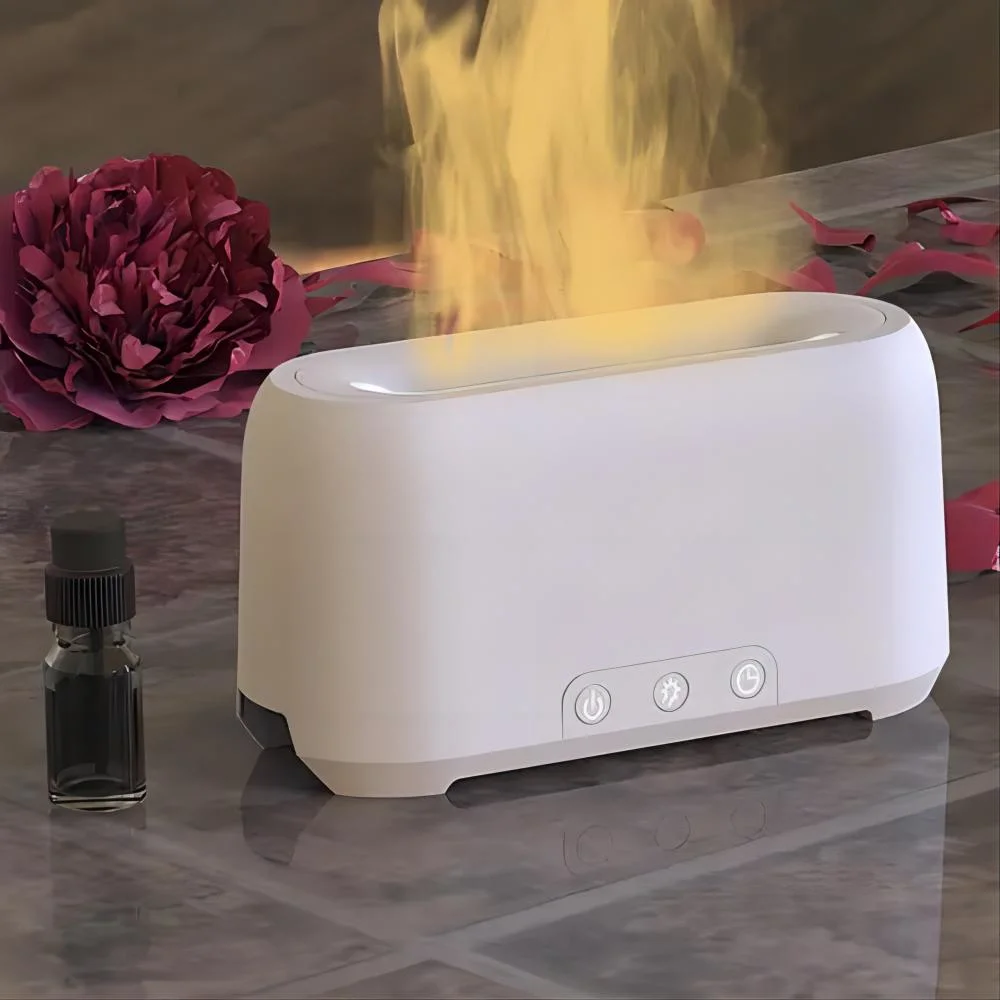 Flame Air Humidifier Fragrance Dispenser Small Desktop Essential Oil Ultrasonic Flame Humidifier