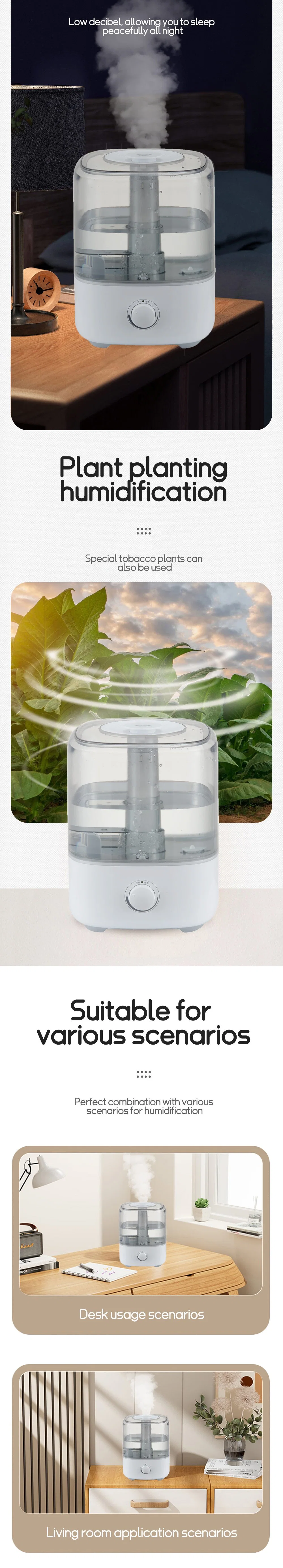 Hot Selling Humidifier Top Filling Water Humidfier with Smart Auto-Humidification