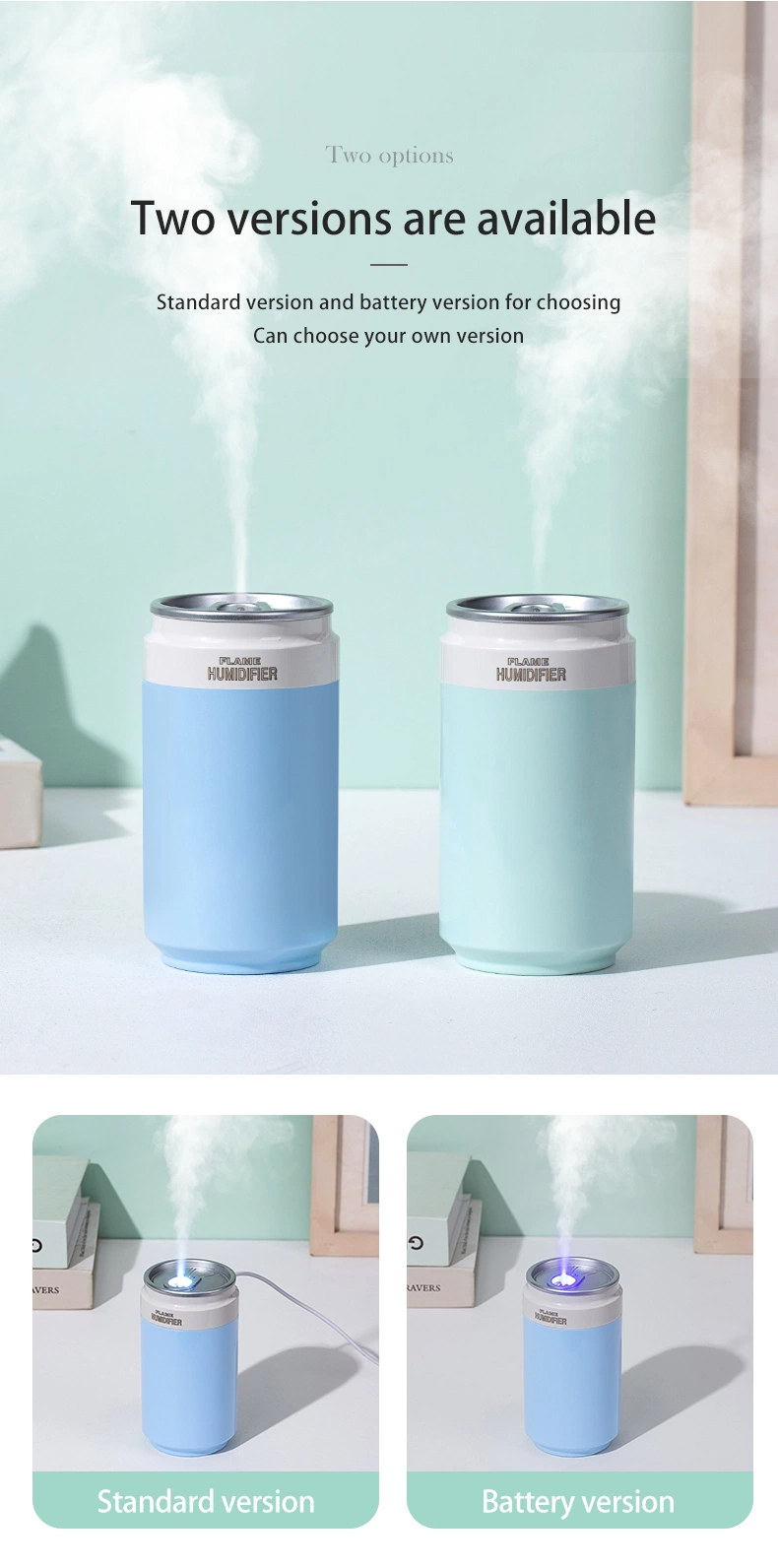 Coke Can Atomizer Home Office Desk Bedroom Mini Portable Vehicle Humidifier with Large Fog Volume