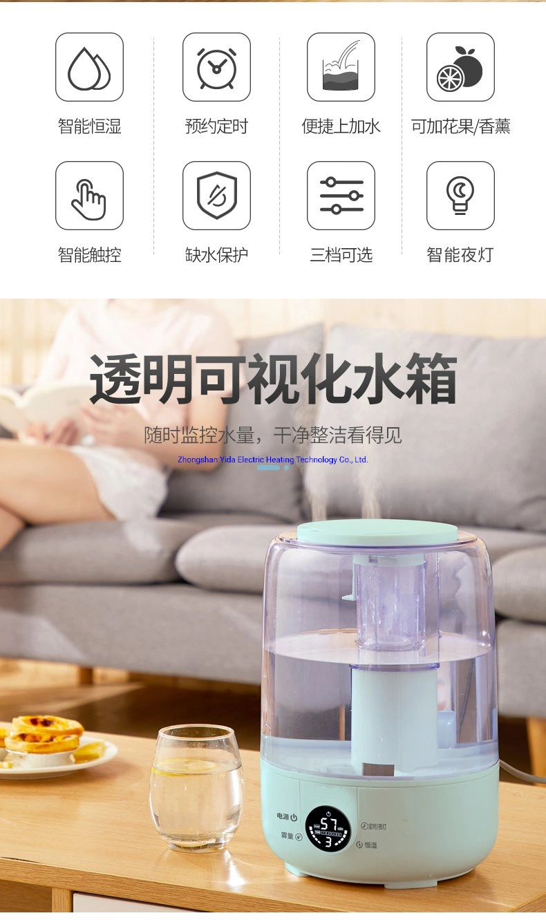 4L Desktop Personal Humidifier Top Filling Humidifier with LED Night Light 3 Level Mist Humidifiers