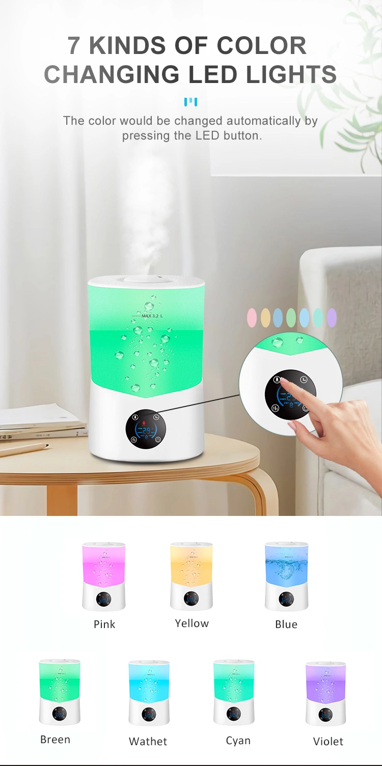 3.2L Large Capacity Portable Home Top Filling Air Evaporative Humidifier