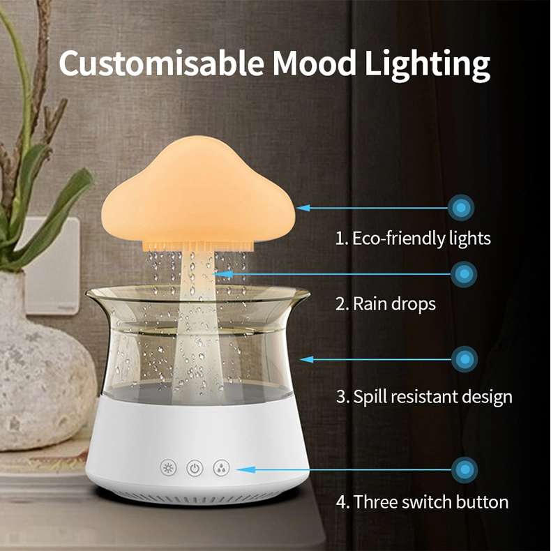 High Quality Mushroom Air Humidifier for Room Rain Cloud with Night Light Scent Diffuser