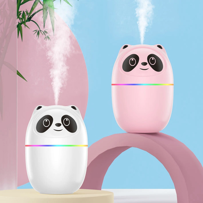 Wholesale Gift Makeup 220ml Air Humidifier Home Appliance Desktop Portable Cute USB Mini Smart Panda Humidifier with Colorful LED Lights