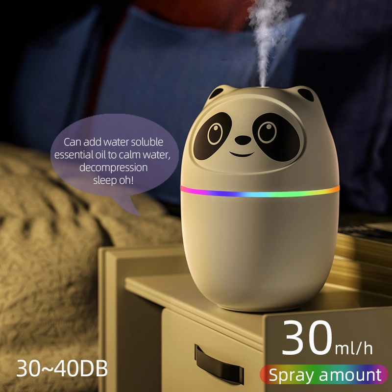 Wholesale Gift Makeup 220ml Air Humidifier Home Appliance Desktop Portable Cute USB Mini Smart Panda Humidifier with Colorful LED Lights