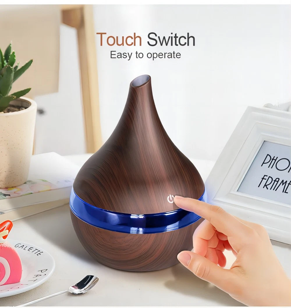 2023 Top Seller Essential Oil Diffuser 300ml Aroma Diffuser Remote Control Air Humidifier Electric Wooden Aromatherapydiffuser