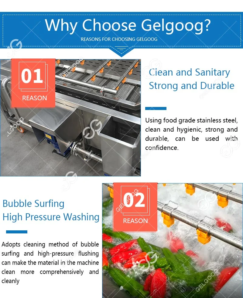 High Efficiency Air Bubble Washing Chili Pepper Cleaning Machine Fruit Apple Potato Washer for Sale