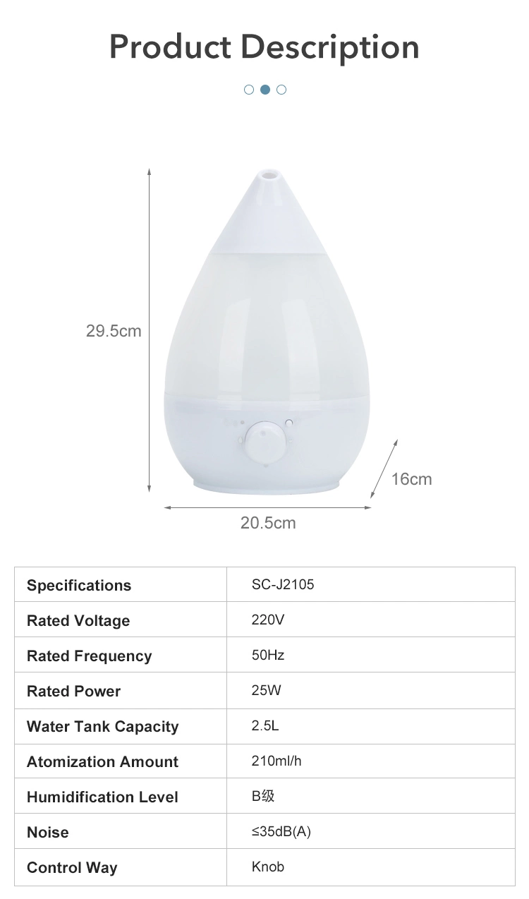 2.5L Bedroom Essential Humidifier Diffuser, Baby Humidifier