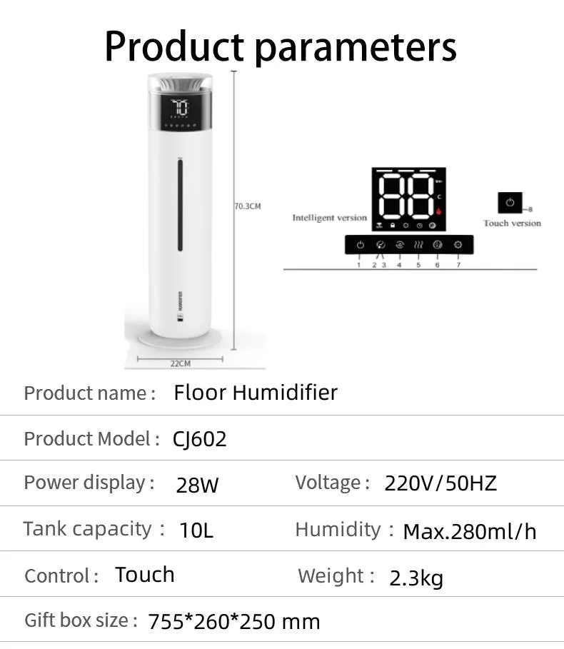 10L Large Space Huge Capacity Room Floor Standing Strong Humificador Ultrasonic Fog Air Humidifiers for Plants