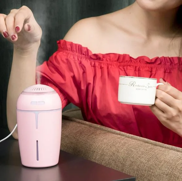 Portable Mini USB Air Purifier Atomization LED Aroma Diffuser Humidifier Without Fan Light