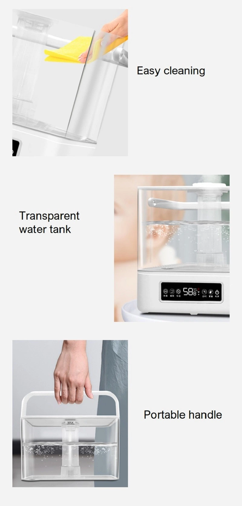 WiFi Top Filling Transparent Tank Aroma UV Timer Ultrasonic Cool Warm Mist Humidifier