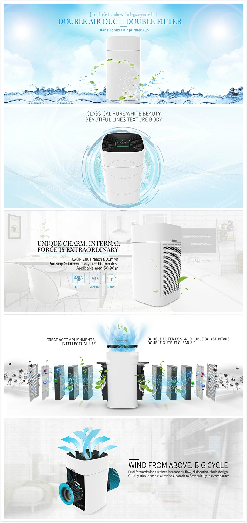 Multifunctional Silent Activated Carbon Filter Air Purifier with Humidification Function