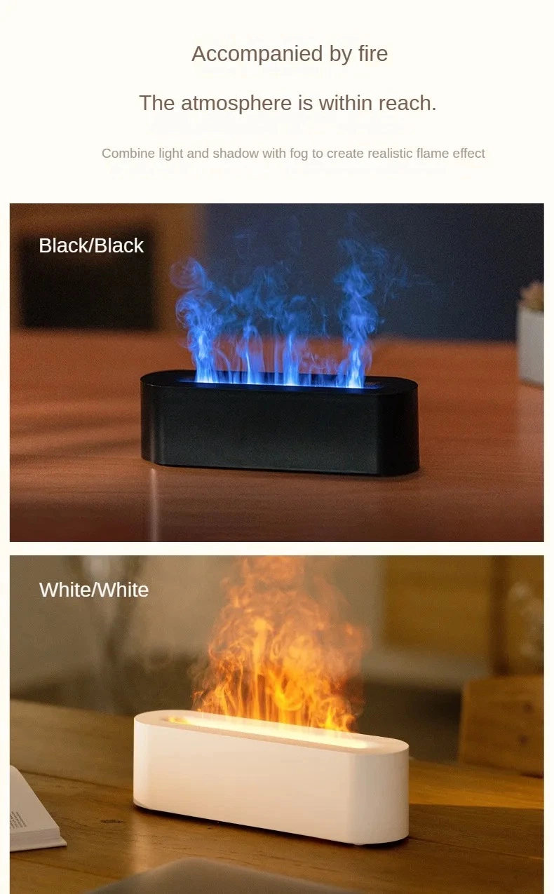 New Arrivals Portable Cool Mist USB LED Room H2O Air Fire Flame Humidifier Aroma Essential Oil Diffuser Humidifier