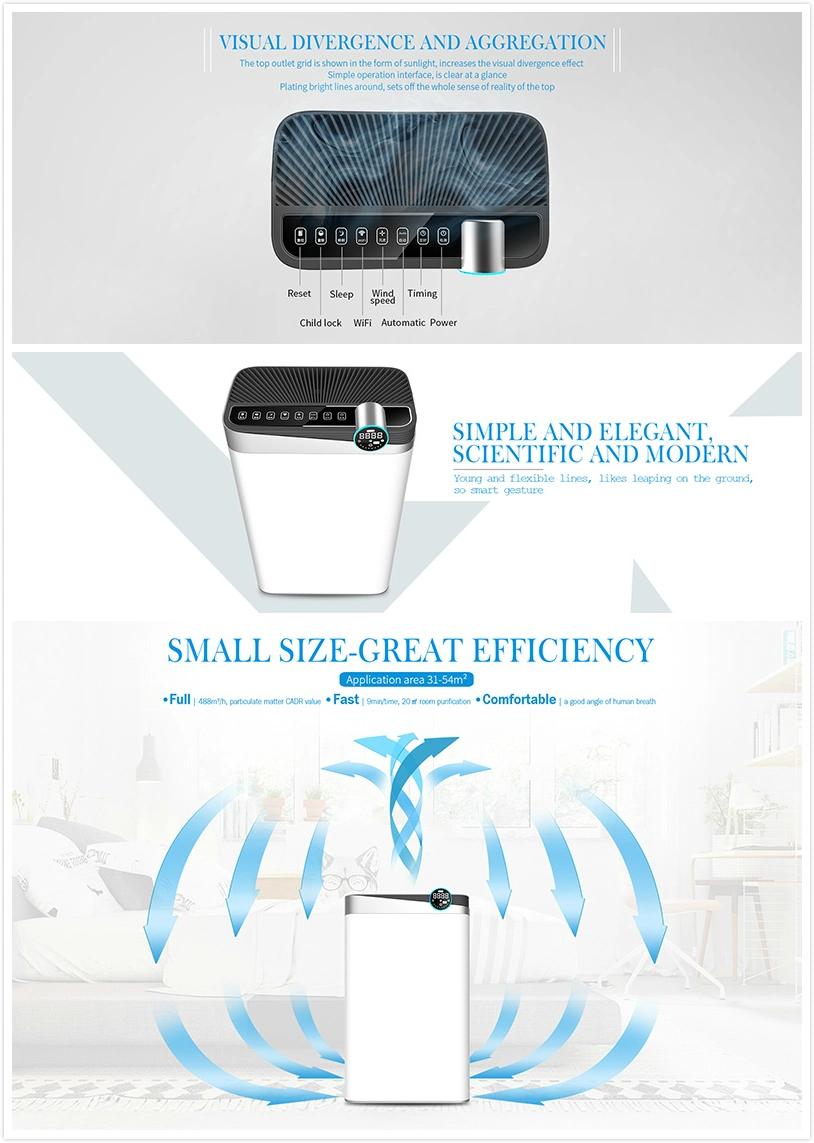 Air Purifier with Negative Ion Air Purifier HEPA Filter Large Room Air Cleaning Machine
