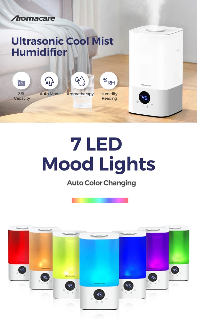 LED Light Top Fill Digital Humidistat Ultrasonic Air Humidifiers