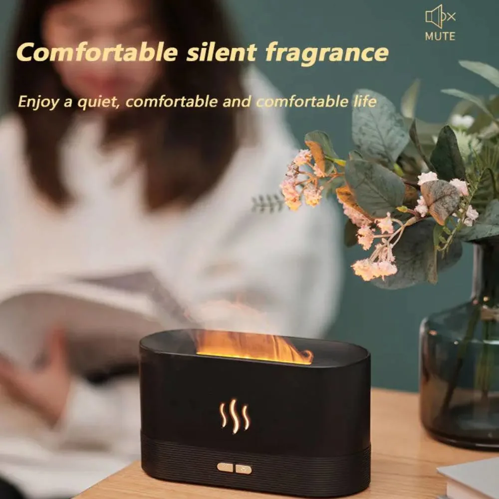 Wholesale Desktop 3D Flame Aroma Diffuser Portable Mini Ultrasonic USB Air Humidifier Aroma Diffuser with Night Light