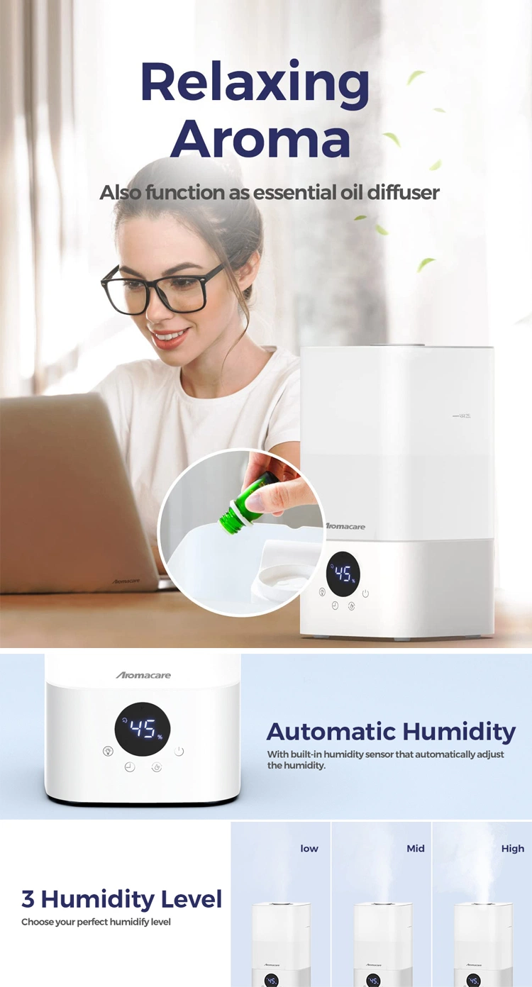 LED Light Top Fill Digital Humidistat Ultrasonic Air Humidifiers