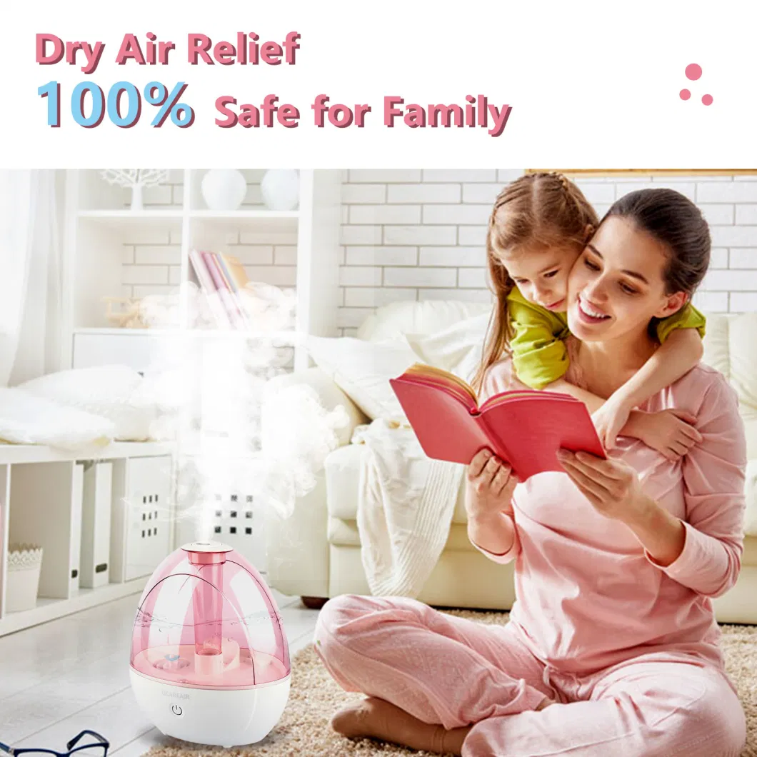 16 Hours Continuously Operating 1.8L Cool Mist Humidifiers for Bedroom Baby Plants