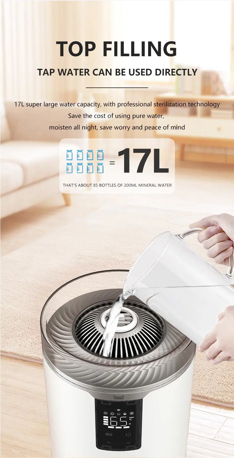 Smart WiFi Top Filling Indutrial Comercial Ultrasonic Warm Cool Mist Air Humidifier Interval Mist Ouptut