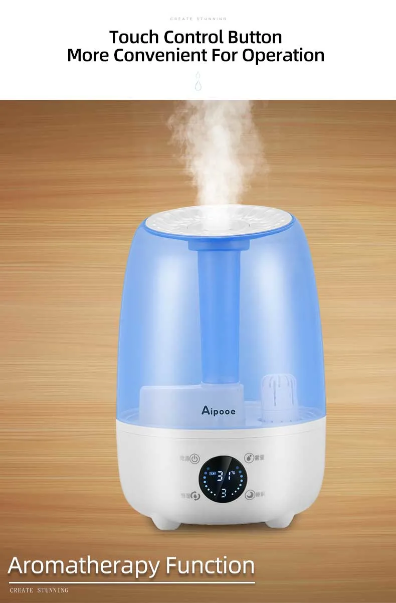 Humidifiers for Bedroom, 4.5L Top Fill Humidifiers for Large Room, Cool Mist Humidifiers for Home, 360&deg; Nozzle, Auto Shut-off, Humidity Setting