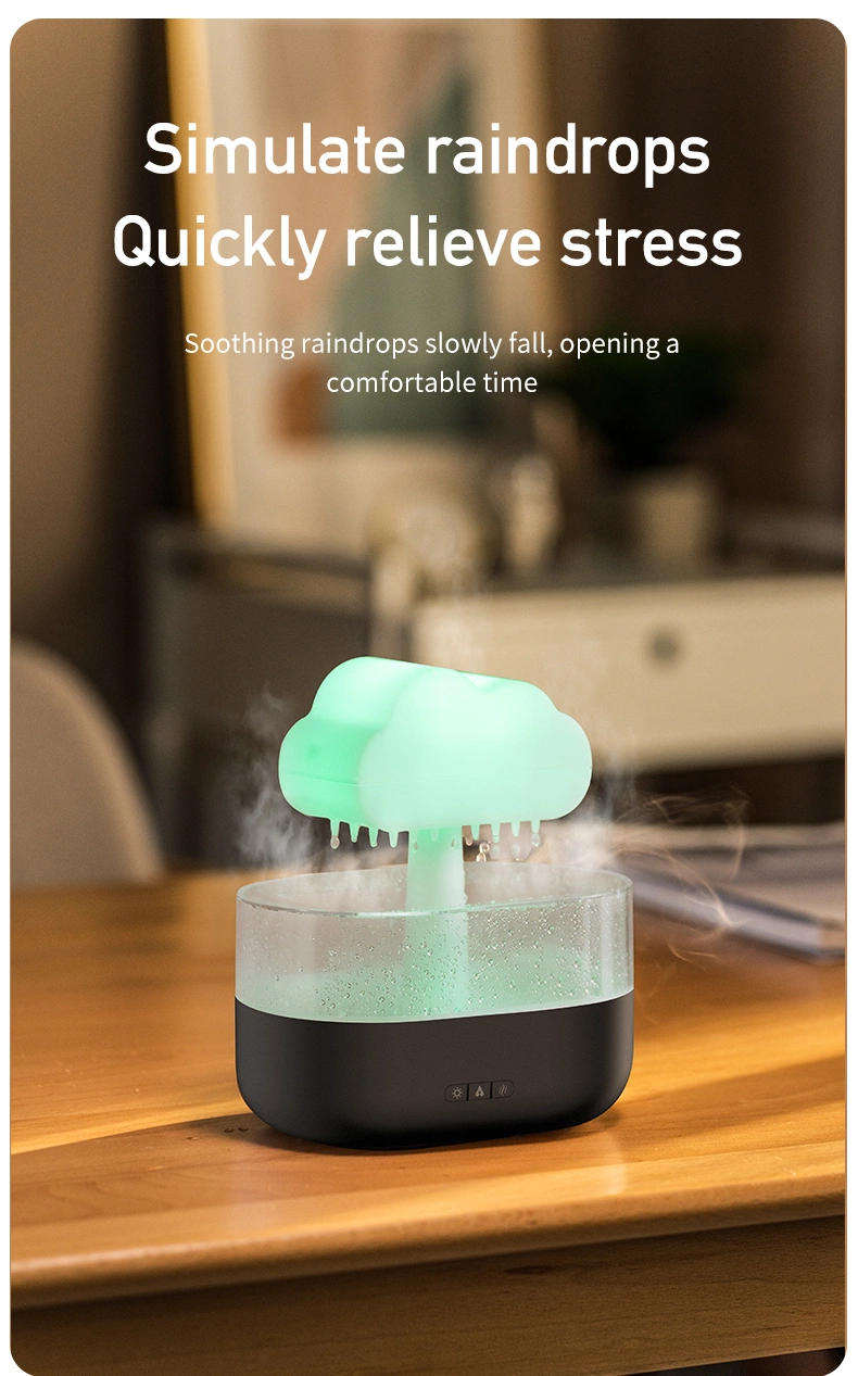 Rain Cloud Humidifier 200ml Water Drops Colorful 7-Color Light Essential Oils Aroma Diffuser