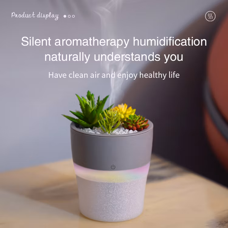 Free Sample Portable Room H20 Spray Air Purifier Humidifier Plant 7 Colors LED USB Ultrasonic Humidifier