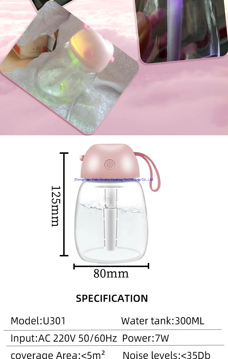 New Design Mini Essential Oil Cool Mist Steam Portable Fragrance Air USB Fantasy Aroma Diffuser Car Humidifier Pink PP