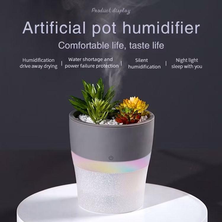 Free Sample Portable Room H20 Spray Air Purifier Humidifier Plant 7 Colors LED USB Ultrasonic Humidifier