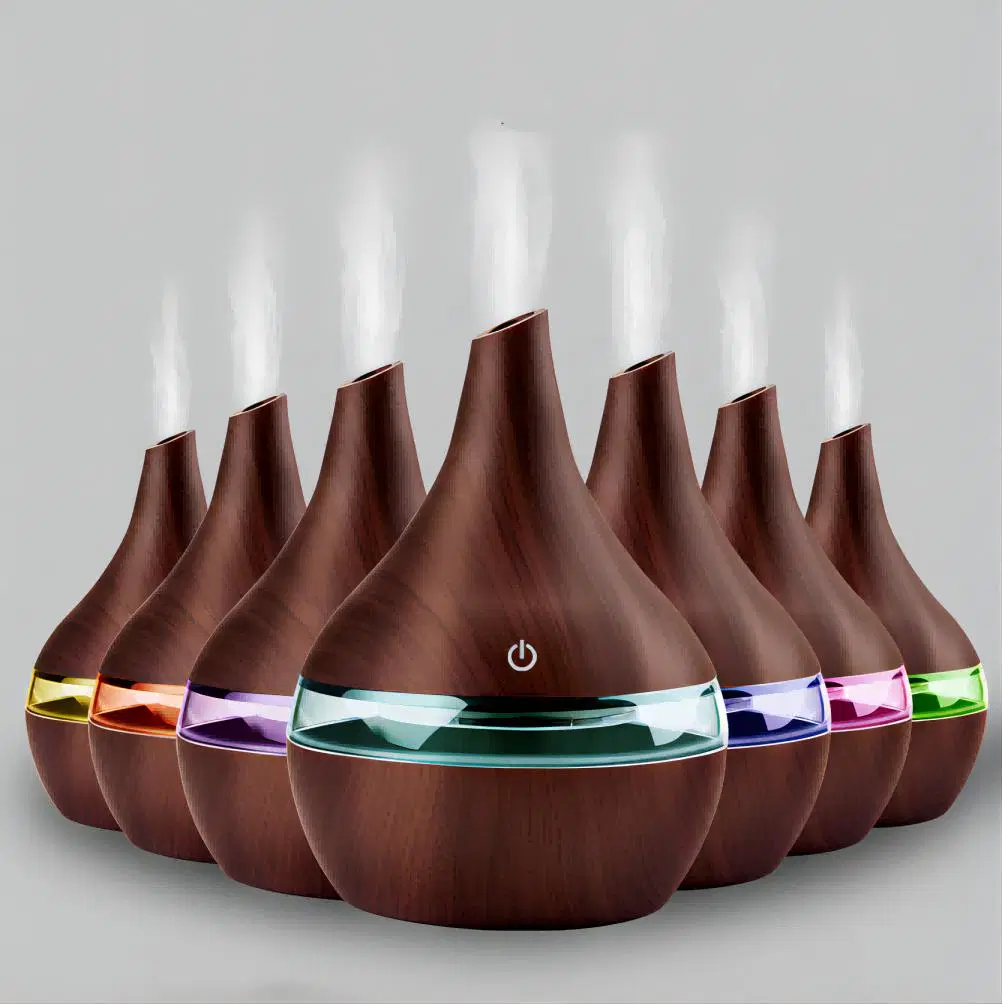 Hot Sale Humidificador 300ml Wood Grain Aroma Diffuser Ultrasonic Cool Mist Mini USB Portable Room Smart Air Humidifier