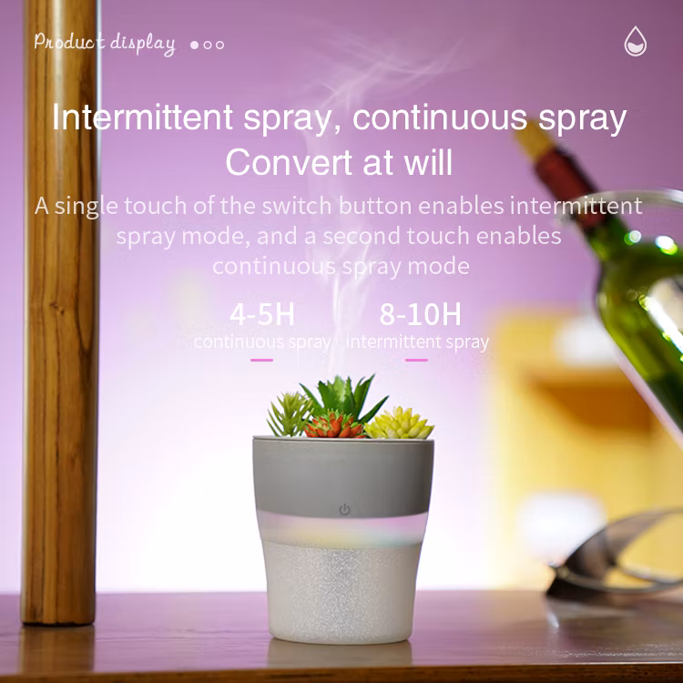 Free Sample Portable Room H20 Spray Air Purifier Humidifier Plant 7 Colors LED USB Ultrasonic Humidifier