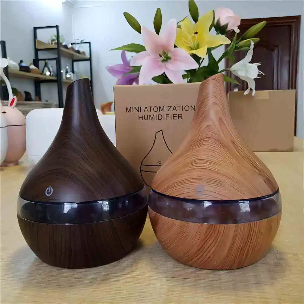 Hot Sale Humidificador 300ml Wood Grain Aroma Diffuser Ultrasonic Cool Mist Mini USB Portable Room Smart Air Humidifier