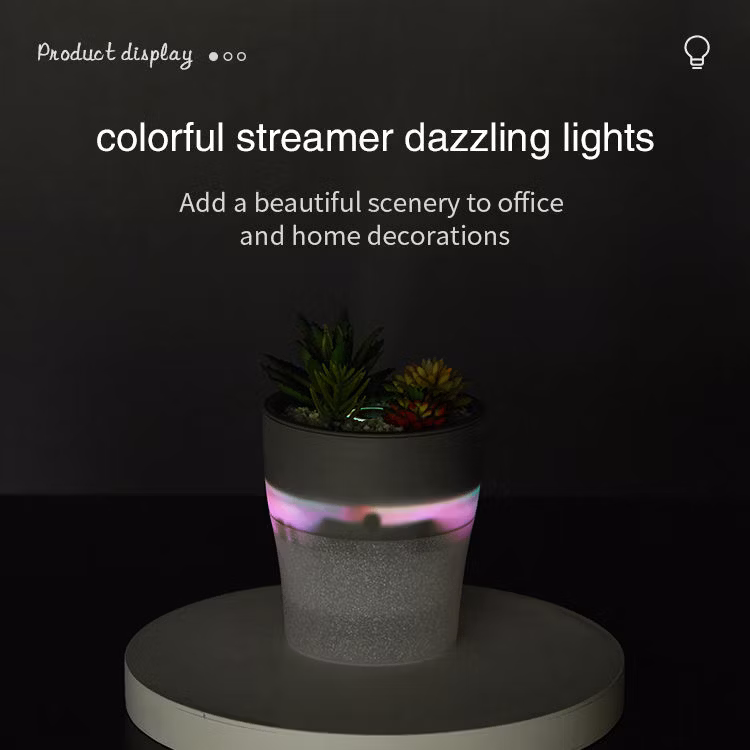 Free Sample Portable Room H20 Spray Air Purifier Humidifier Plant 7 Colors LED USB Ultrasonic Humidifier