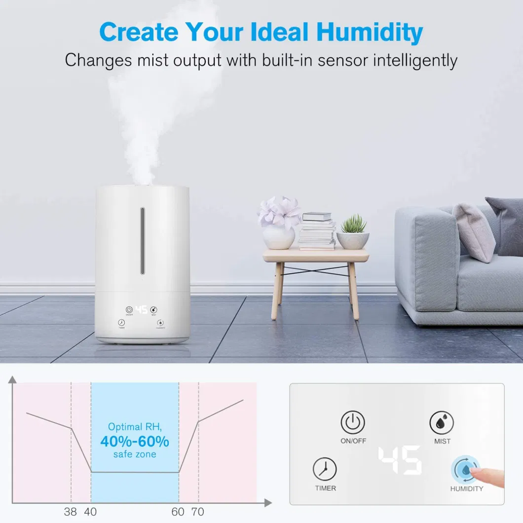 Factory Supply 4L LED Display Top Fill Humidifier Aroma Mist Humidifier Aroma Box Timer Aroma Mist Humidifier