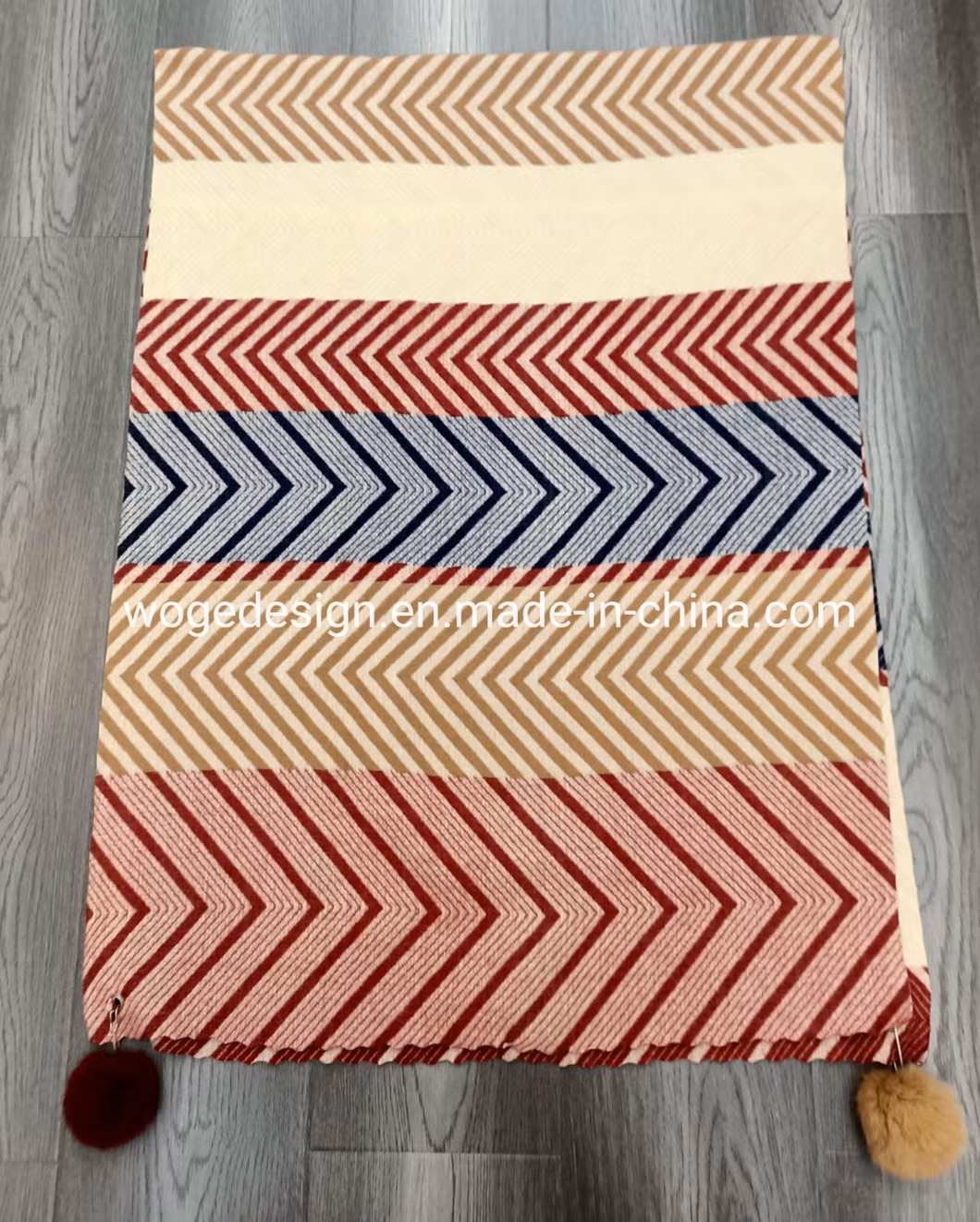 High Quality Luxury Soft Warm Winter Real Rabbit Fulr Pompom Wrap Muffler