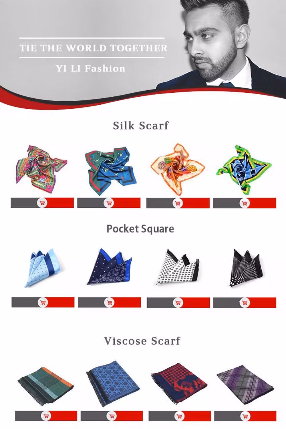 Floral Patterned Faux Silk Print Handkerchiefs