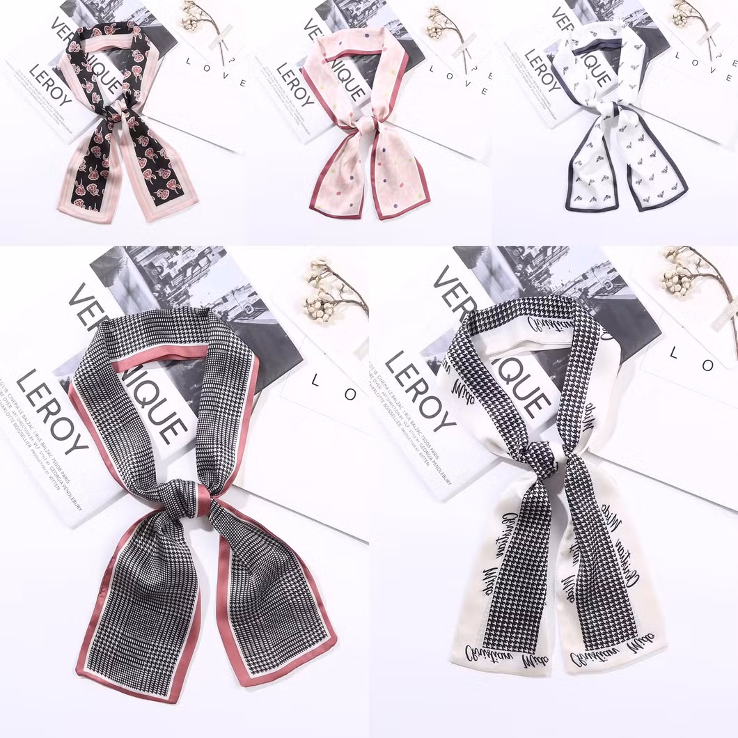 12X120cm Custom Decorative Silk Satin Scarf Hair Silk Ribbon Bag Band