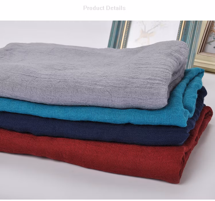 Wholesale Muslim Women Solid Color Shawl Cotton Crinkle Hijab Female Head Scarf
