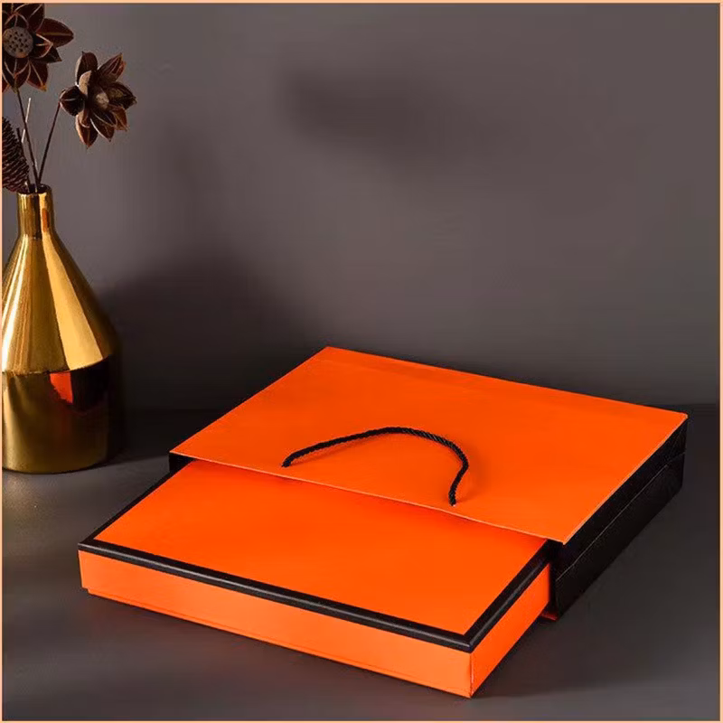 Dark Orange Retro Cashmere Scarf Gift Box Shawl Silk Scarf Packaging Box Heaven and Earth Cover Cheongsam Gift Box