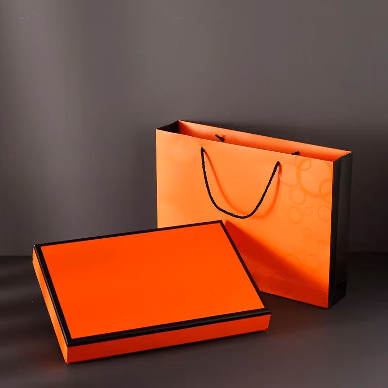 Dark Orange Retro Cashmere Scarf Gift Box Shawl Silk Scarf Packaging Box Heaven and Earth Cover Cheongsam Gift Box
