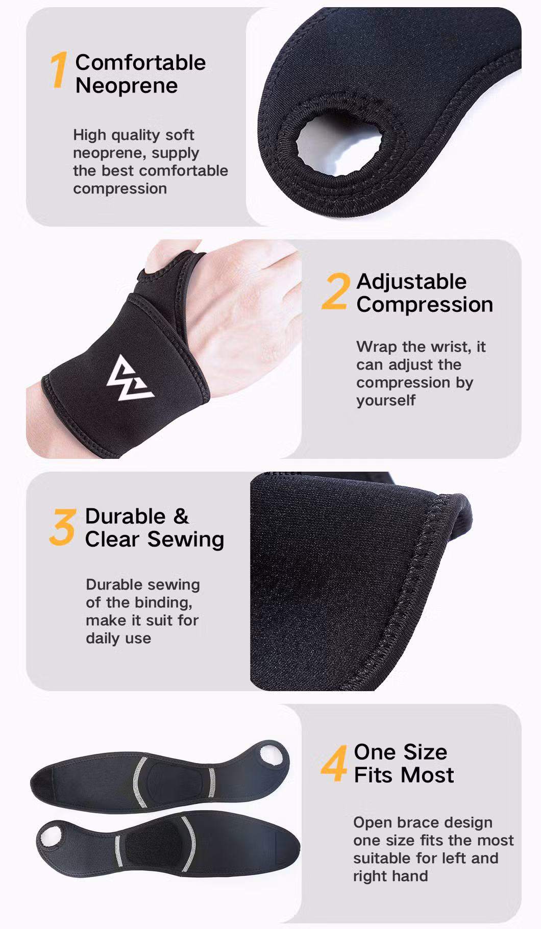 Unisex Neoprene Wrist Brace Support for Both Hand Wrist Wrap for Training Lifting Fitness Women Men