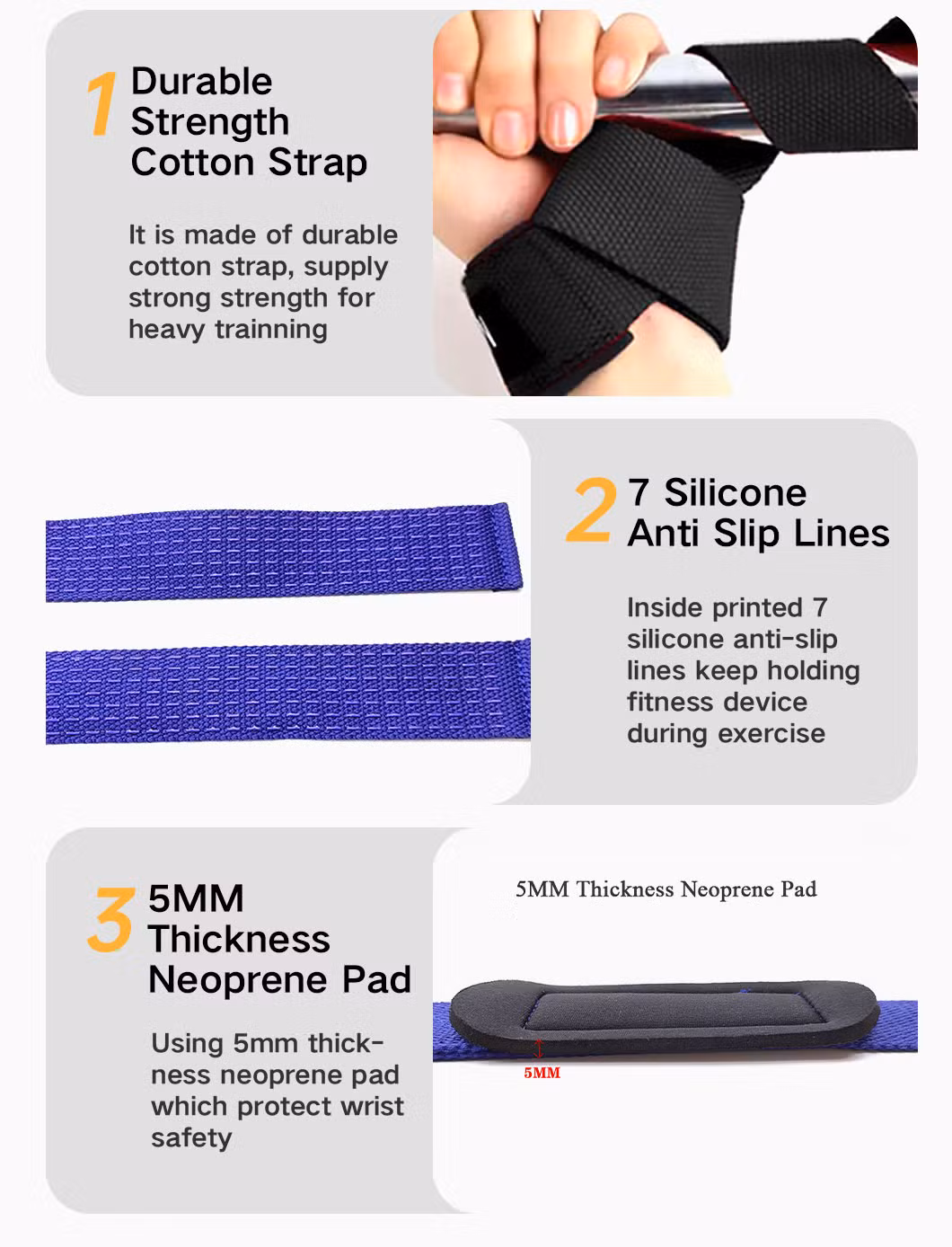 Weightlifting Padded Straps Gym Anti Slip Fitness Powerlifting Wraps Custom Logo Silicone Printed Weight Lifting Straps