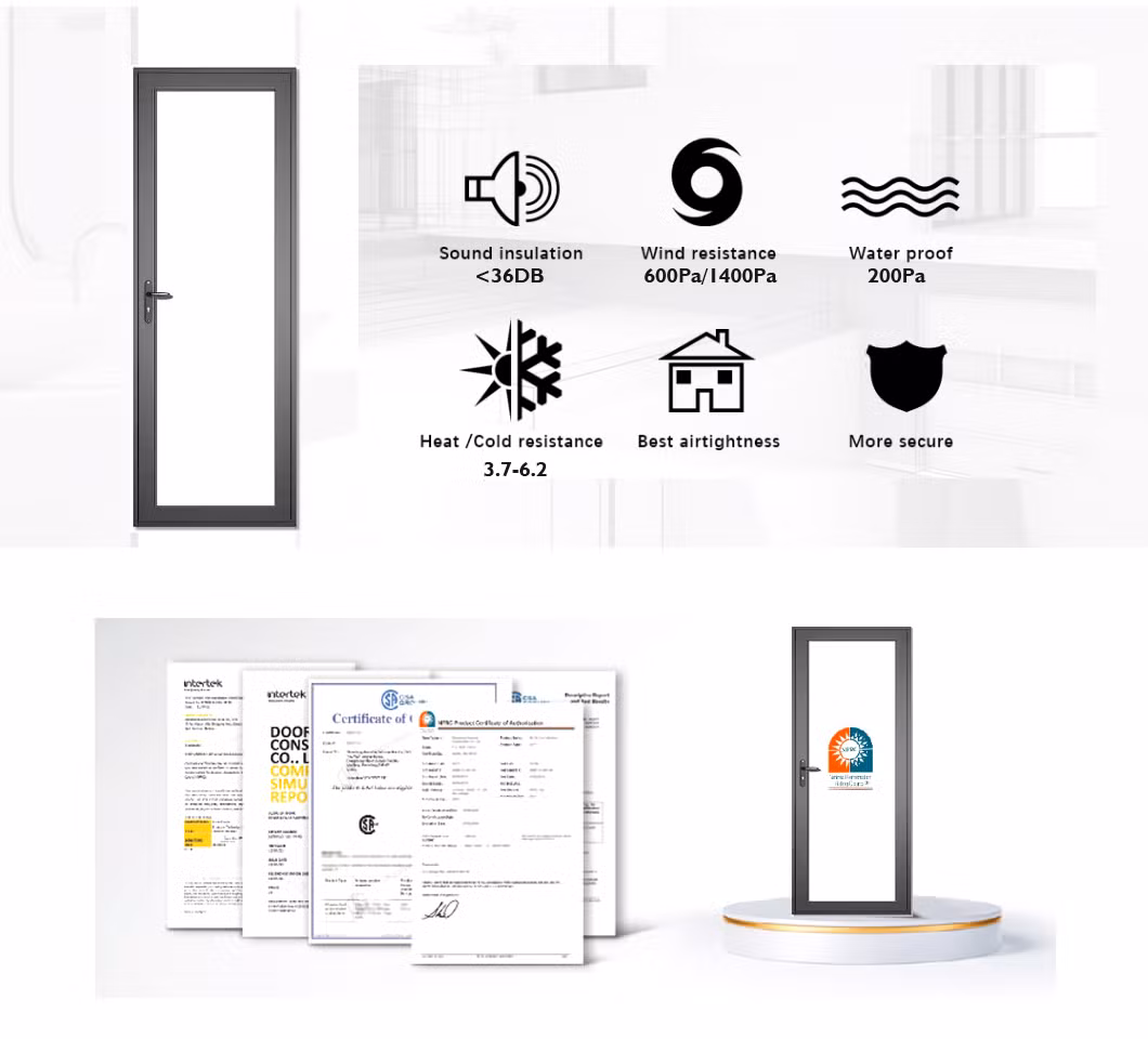 Home Modern Nordic Design Indoor Aluminium French Casement Swing Glass Door