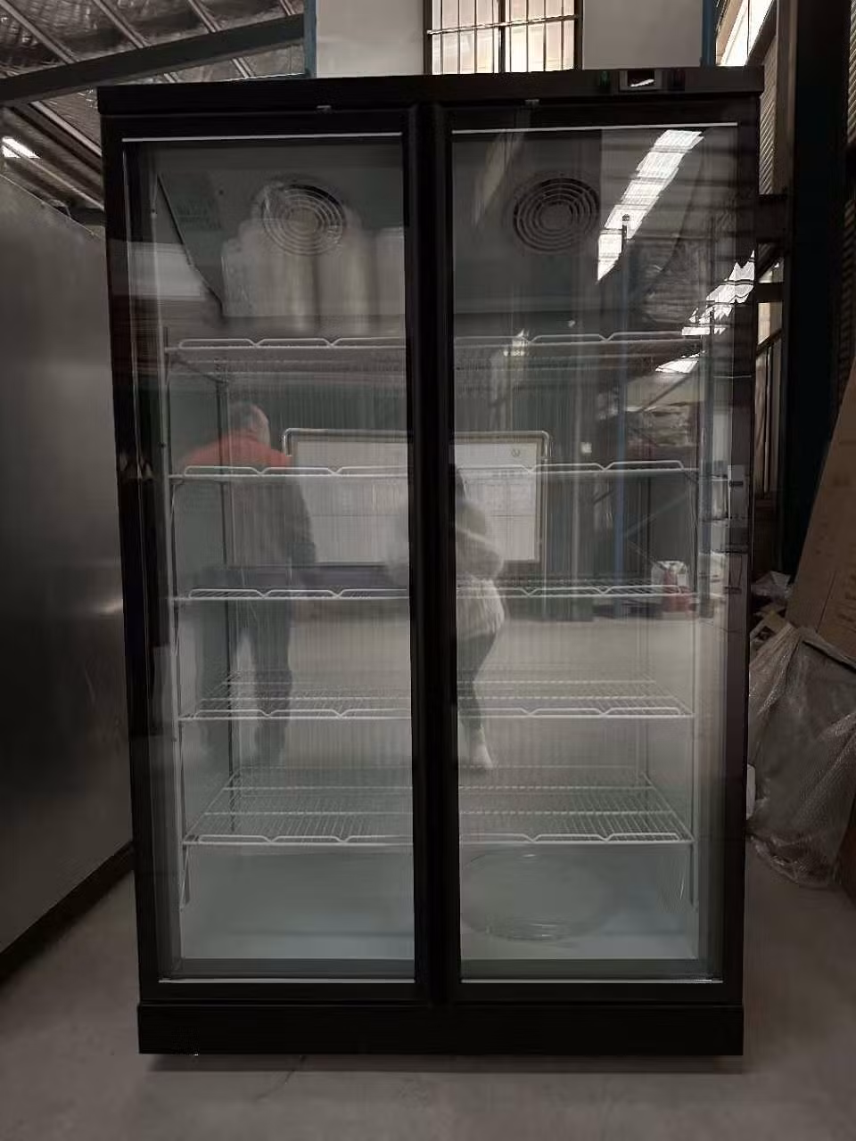 Shopping Mall Automatic Defrost Vertical Display Freezer Transparent Remote Control Glass Door Beverage Refrigeration Cabinet Grab-and-Go Showcase