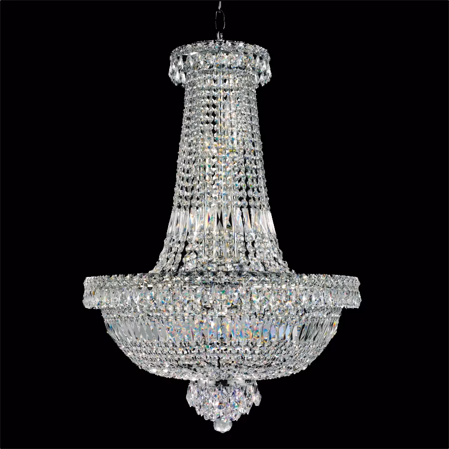 North American Living Room Chrome Frame with Clean Crystal Small Size Chandelier